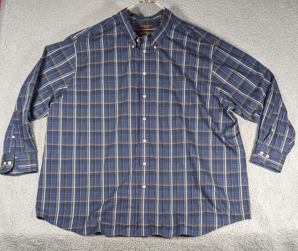 Oak Hill Shirt Mens Size 3XL Blue Plaid Long Sleeve Button Up Shirt